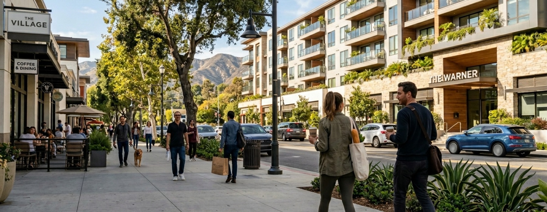Modern apartment lifestyle near Warner Center with shopping, dining, and San Fernando Valley convenience.