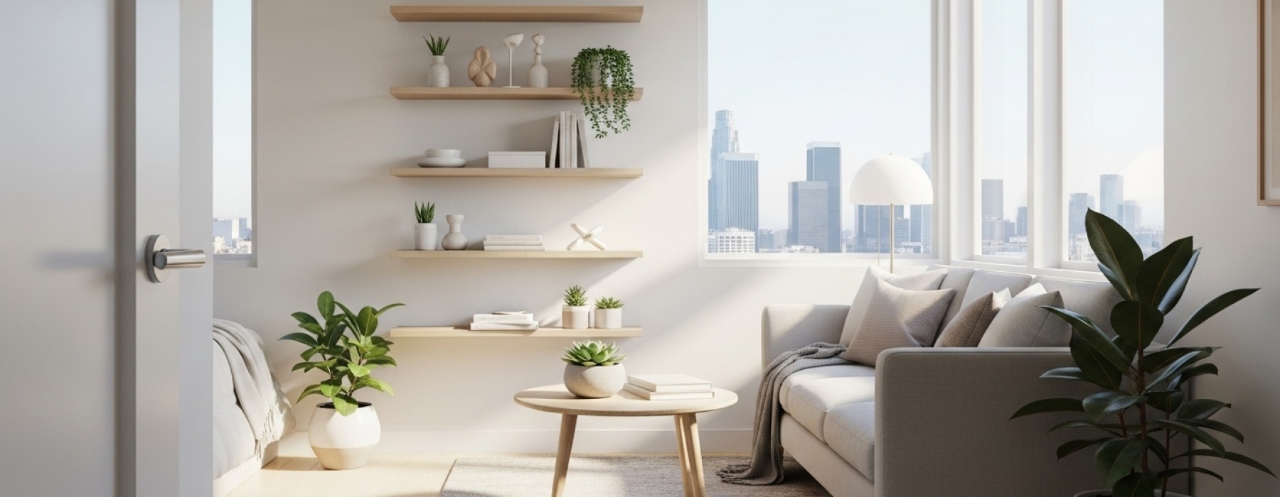 Modern micro-apartment interior at Pendant on Topanga near Warner Center Los Angeles, designed with warm light and minimalist furnishings Modern micro-apartment interior at Pendant on Topanga near Warner Center Los Angeles, designed with warm light and minimalist furnishings