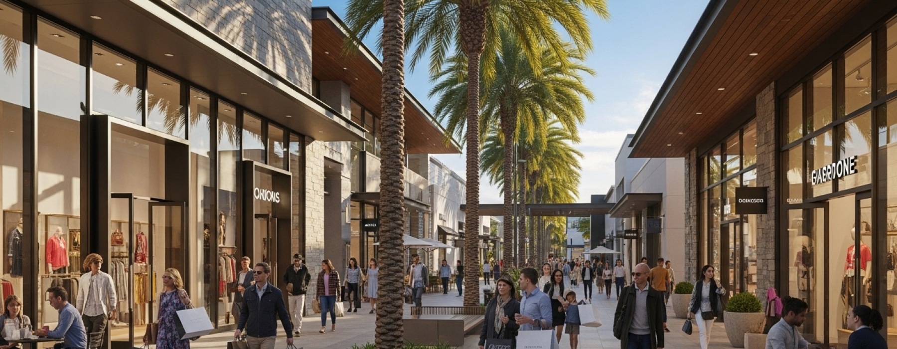 Shoppers walking around Westfield Topanga in Warner Center Los Angeles