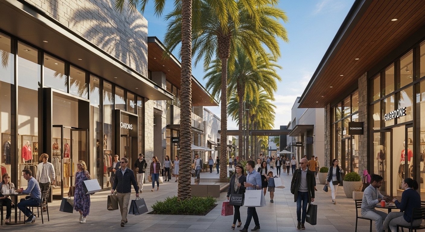 Shoppers walking around Westfield Topanga in Warner Center Los Angeles